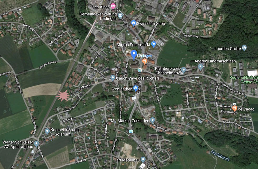 Überbauung Blumenrain: Lage in Düdingen