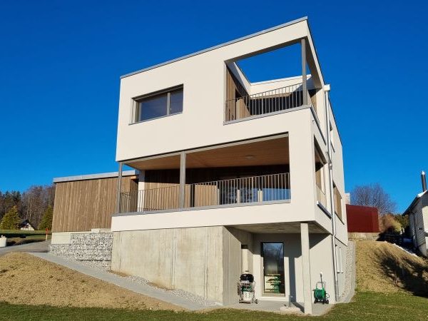 Aussenansicht mit Holzrahmenbau